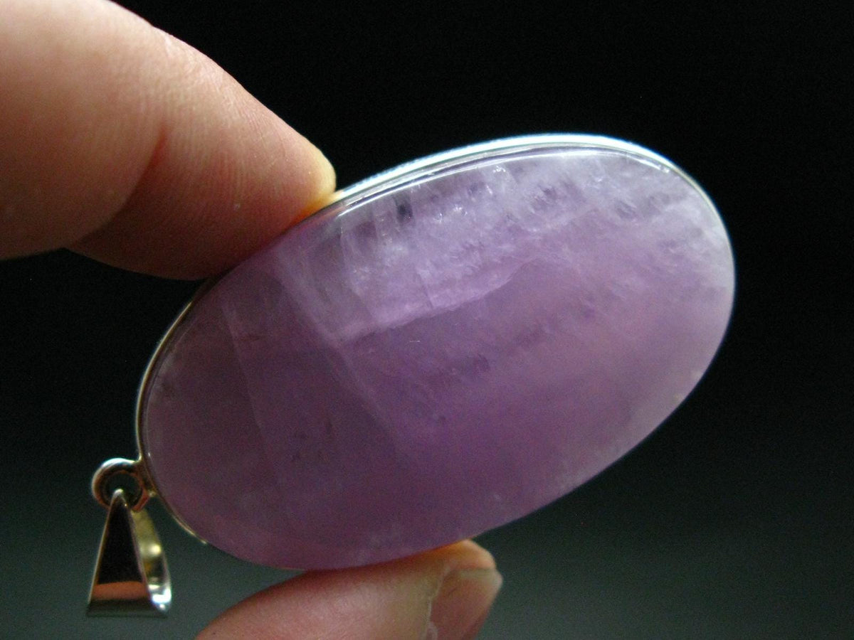 Gem Kunzite Spodumene Pendant in SS From Brazil - 2.5" - 25.77 Grams