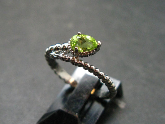 Natural Faceted Peridot Olivine Ring - 1.51 Grams - Size adjustable