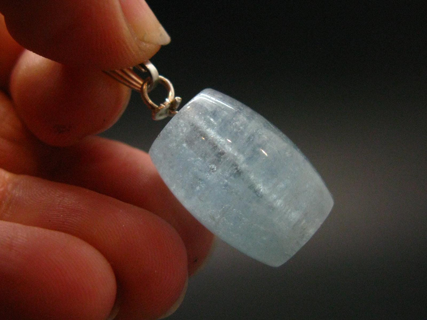 Aquamarine Gem Sterling Silver Pendant From Brazil - 1.2" - 5.82 Grams