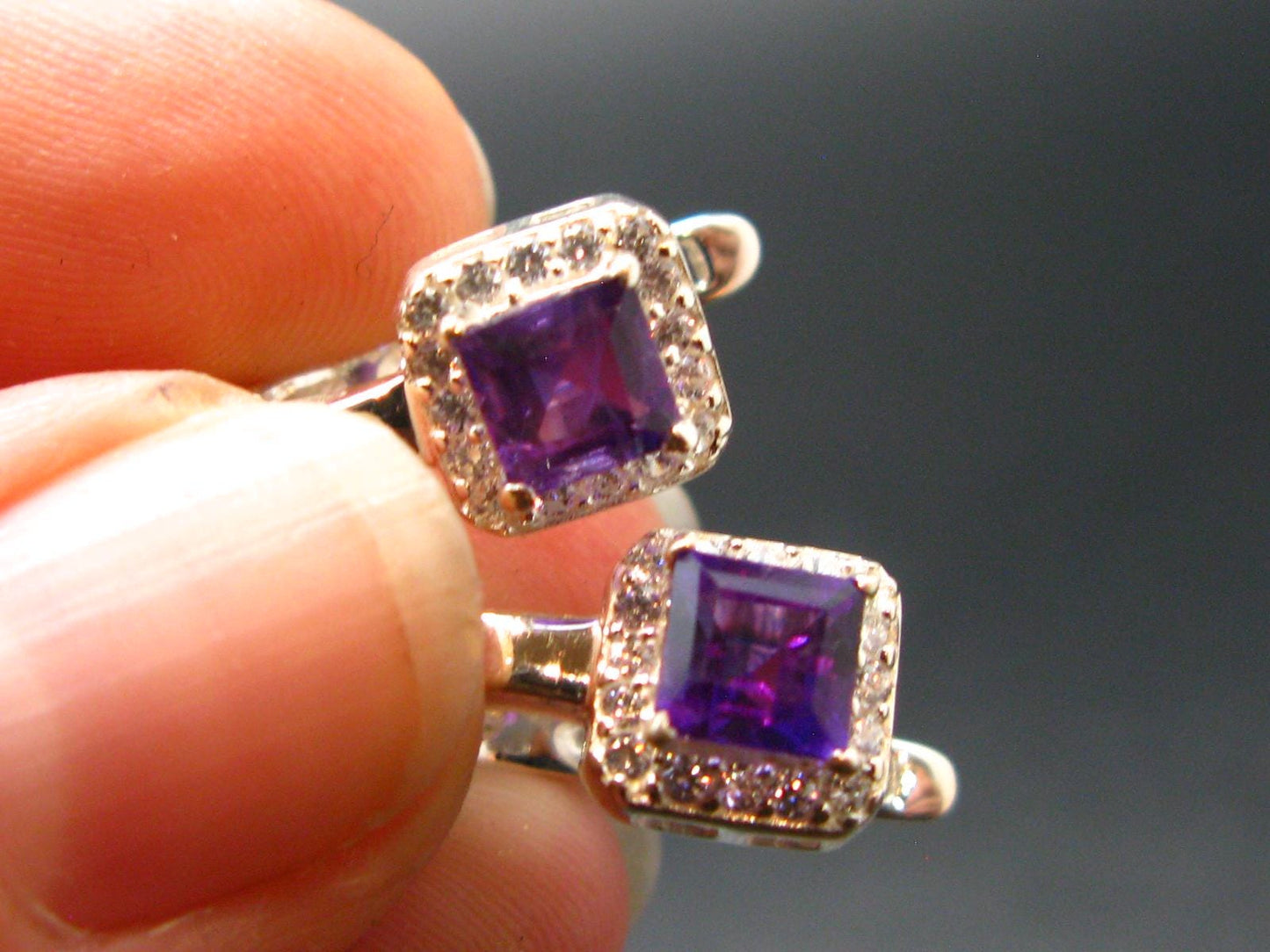 Faceted Natural Amethyst 925 Sterling Silver Earrings - 0.7" - 3.44 Grams