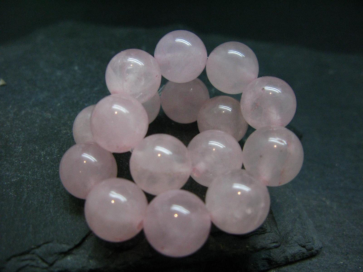 Rose Quartz Genuine Bracelet ~ 7 Inches ~ 12mm Round Beads