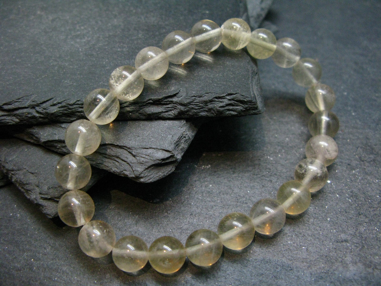 Yellow Fluorite Genuine Bracelet ~ 7 Inches ~ 8mm Round Beads