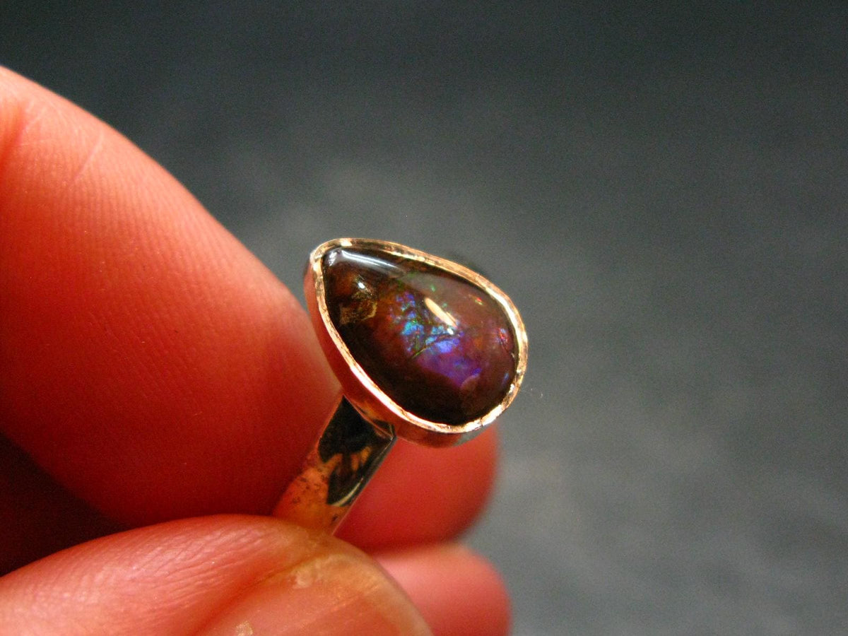 Ammolite Amolite Sterling Silver Ring From Canada - 2.48 Grams - Size 6