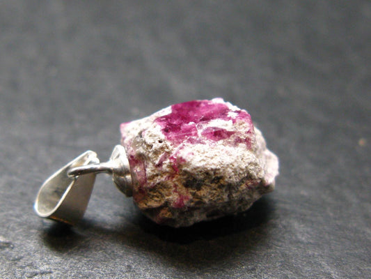 Bixbite Red Emerald Beryl Silver Pendant From Utah USA - 5.45 Carats - 0.7"