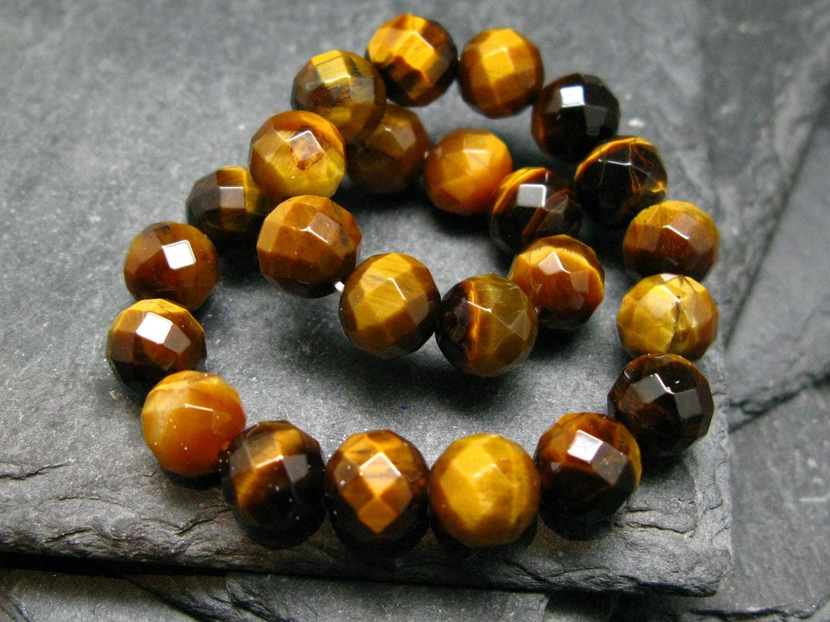 Tiger Eye Genuine Bracelet ~ 7 Inches ~ 8mm Round Facetted Beads