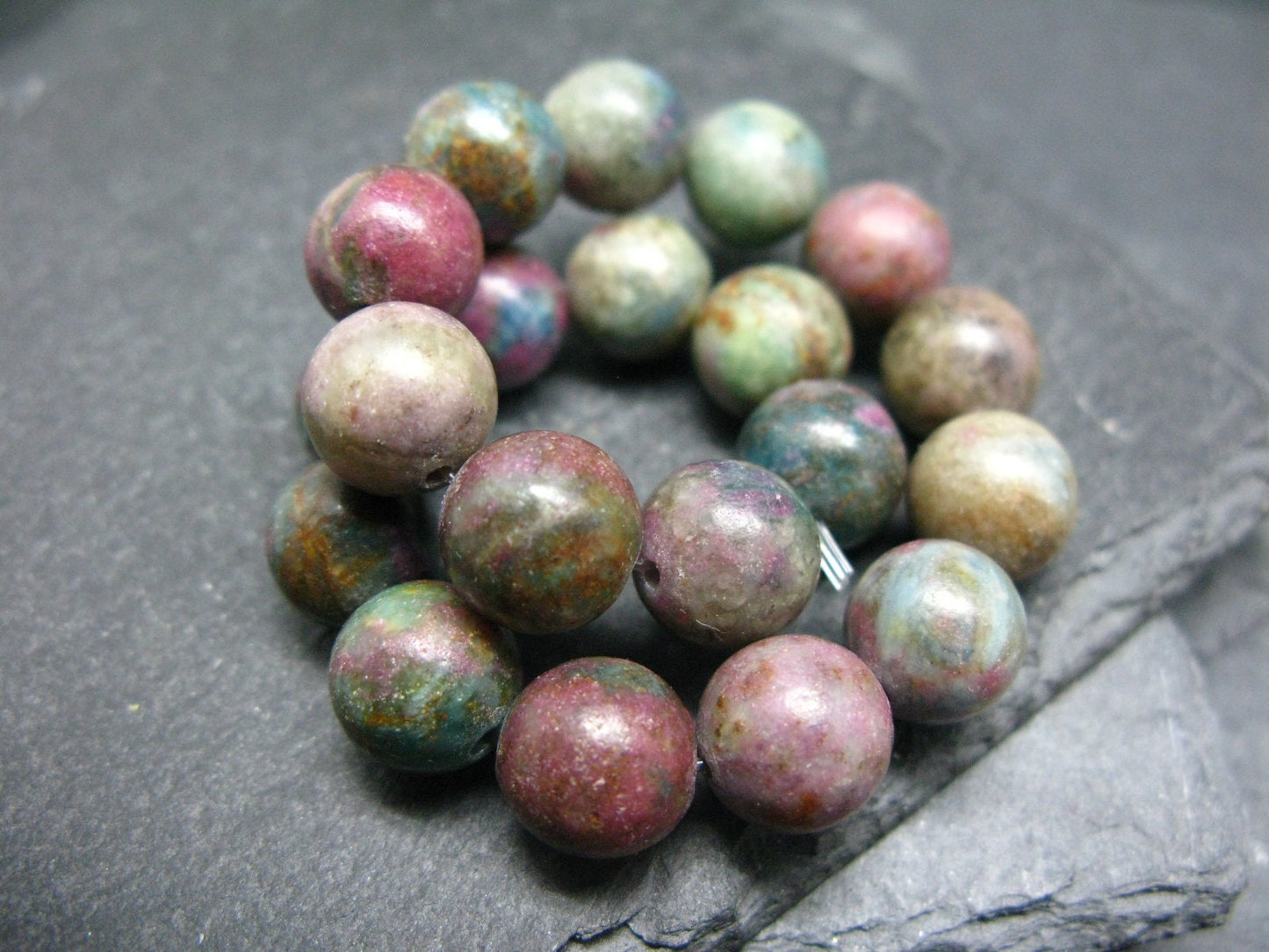Ruby in Kyanite Genuine Bracelet ~ 7 Inches ~ 10mm Round Beads