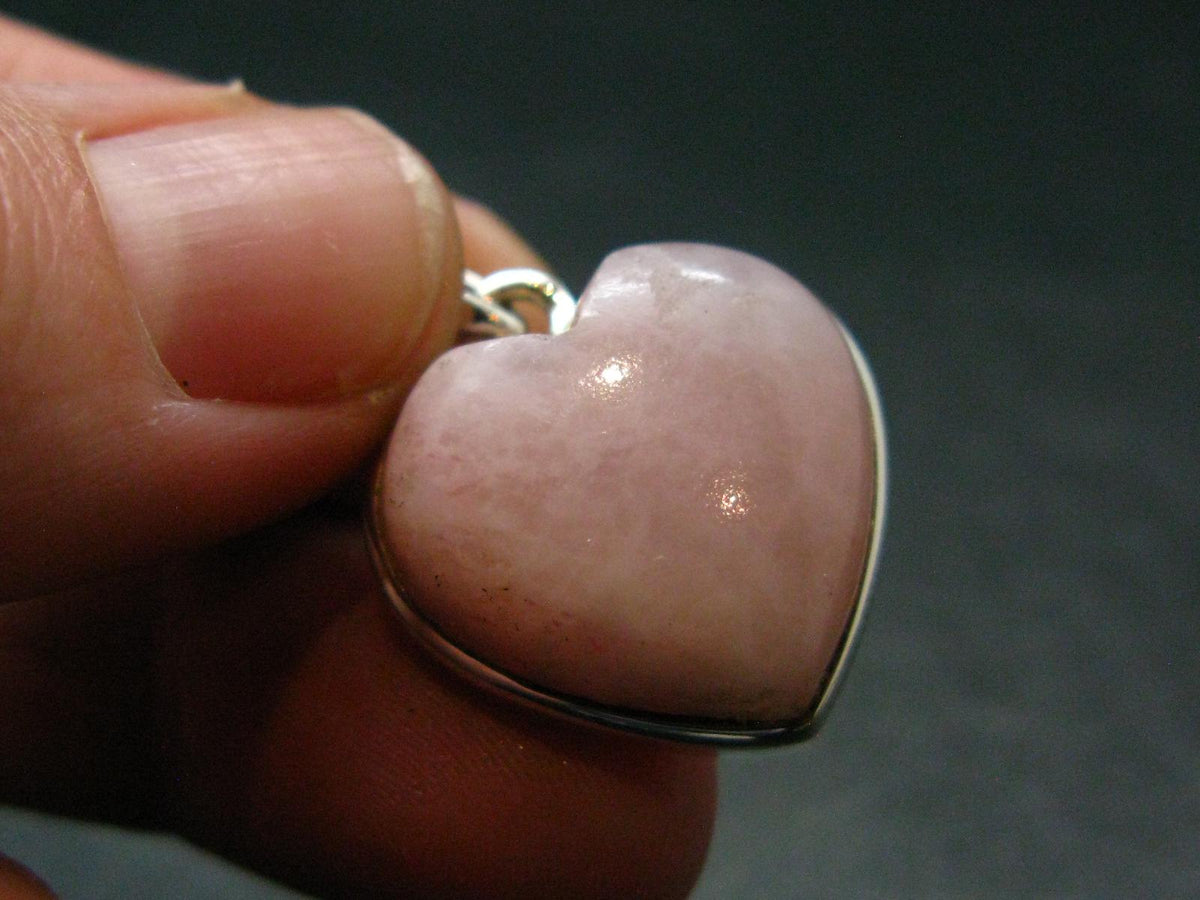 Pink Petalite Silver Heart Pendant from Canada - 1.0" - 4.31 Grams
