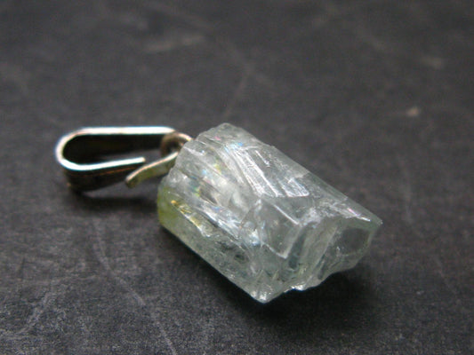 Aquamarine Crystal Silver Pendant From Namibia - 0.8" - 1.08 Grams