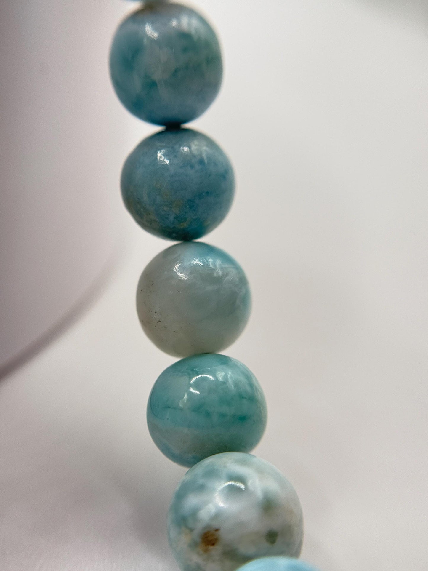 Natural Larimar Necklace Blue Gemstone Beaded Jewelry Caribbean Stone Necklace Gift