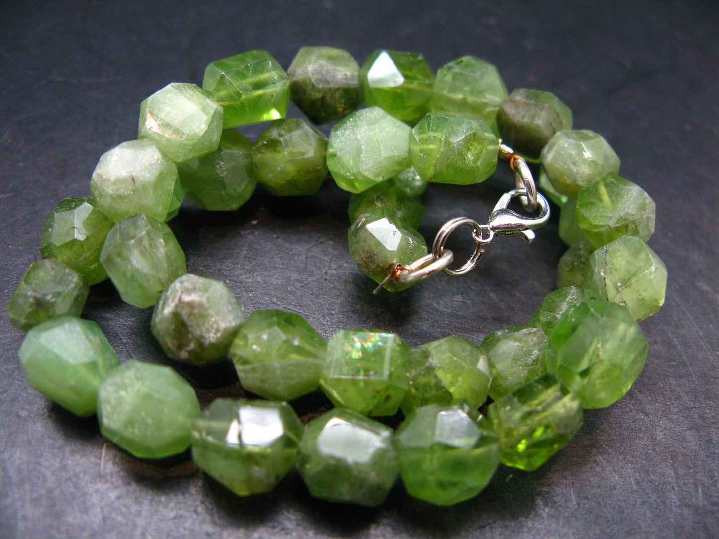 Gem Olivine Peridot Beads Necklace From Pakistan - 17"