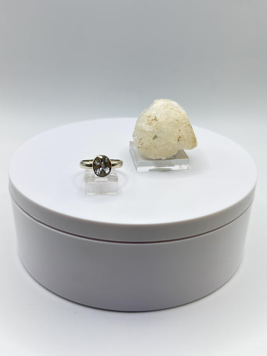 Natural Phenakite (Phenacite) Oval Faceted Ring in Sterling Silver - Size 7