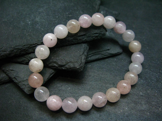 Morganite Genuine Bracelet ~ 7 Inches ~ 8mm Round Beads