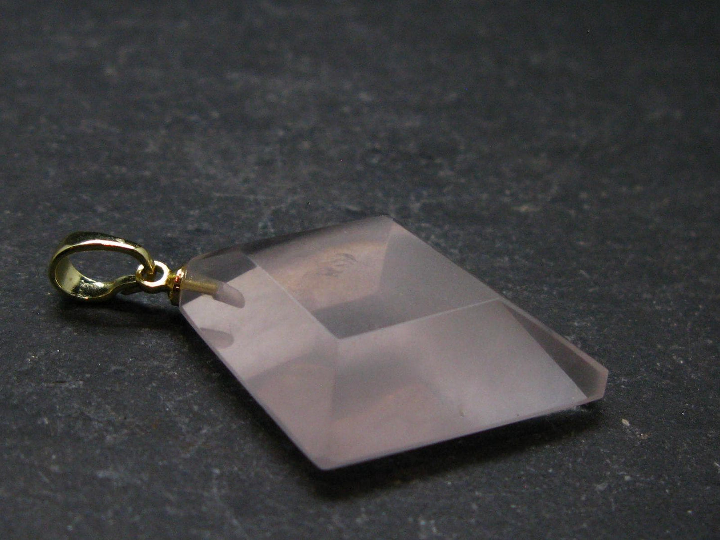 Symbol of Love and Beauty!! Natural Rose Quartz Gold Plated Pendant In 925 Silver From Brazil - 1.4" - 5.0 Grams