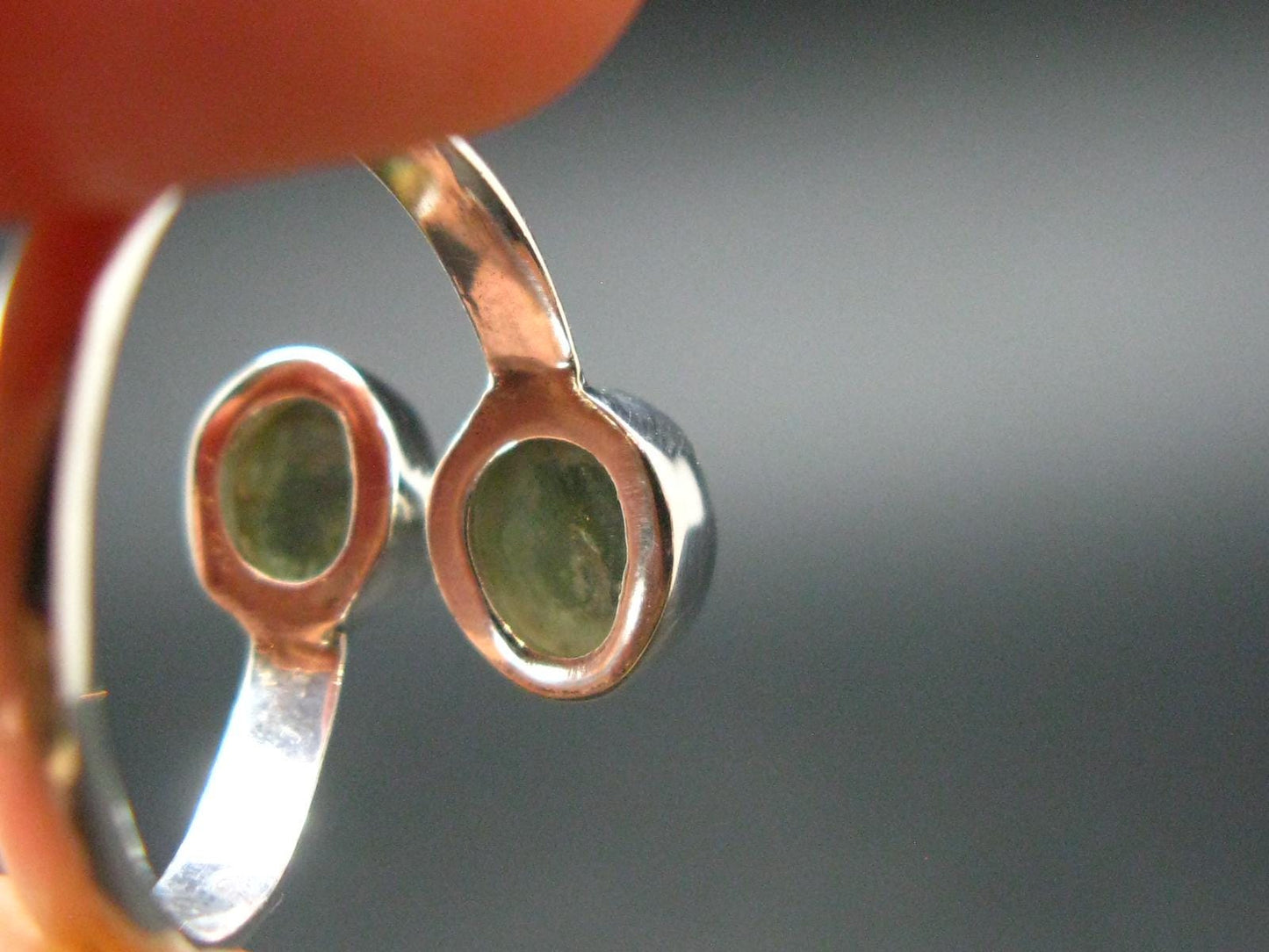 Moldavite Tektite Silver Ring from Czech Republic - Size 7