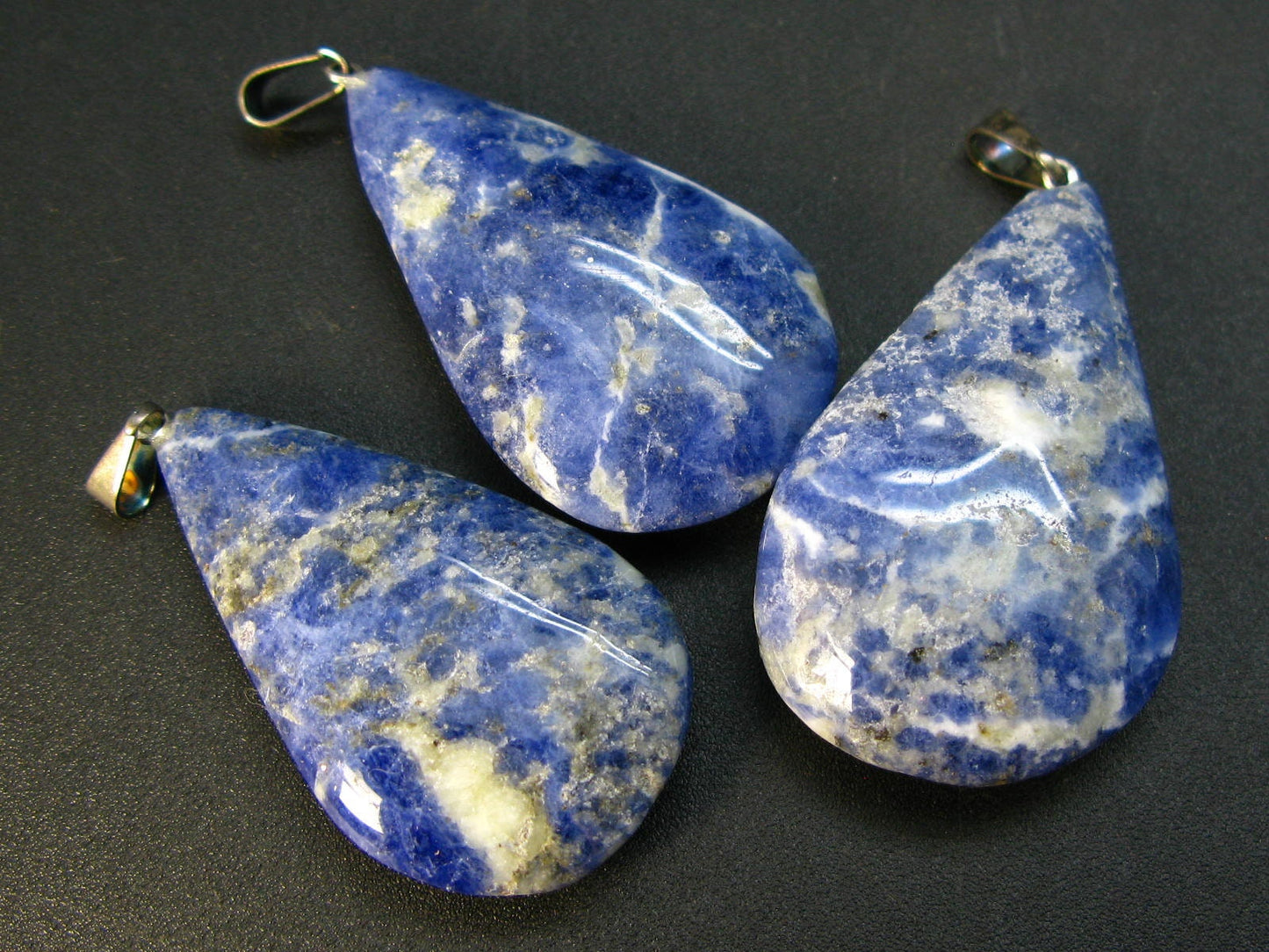 Lot of 3 Natural Sodalite Pendants from Canada