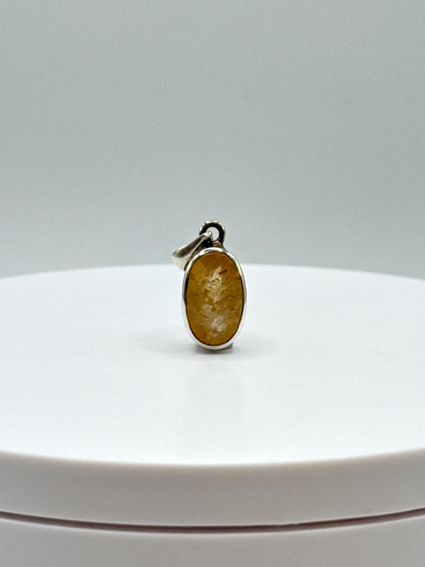 Oval Imperial Topaz Pendant in Sterling Silver - 3.36 Grams