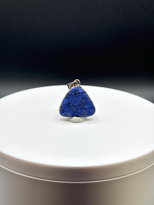 Natural Azurite Silver Pendant | Raw Blue Gemstone Jewelry