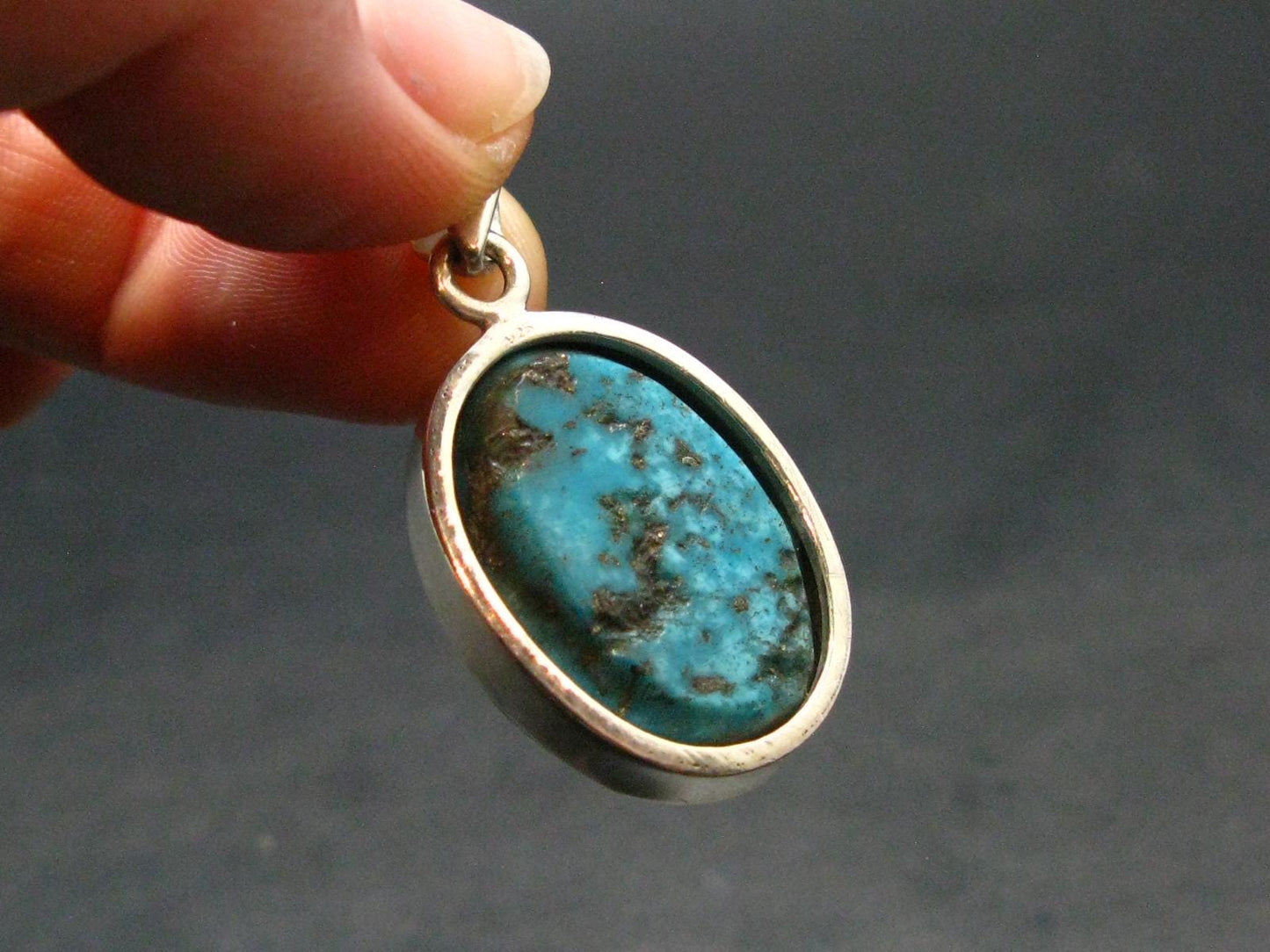 Turquoise Silver Pendant - 1.3" - 10.20 Grams