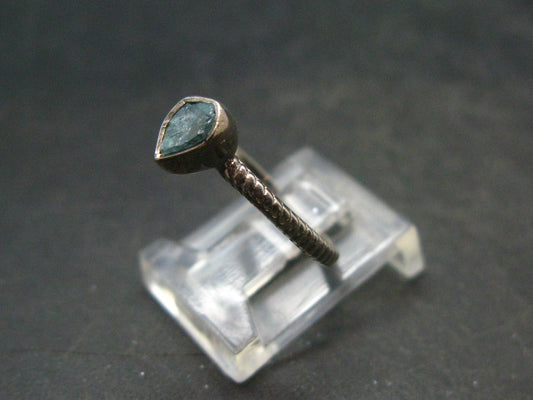 Cute Delicate Genuine Raw Aquamarine Gem Sterling Silver Ring - Size 6.25