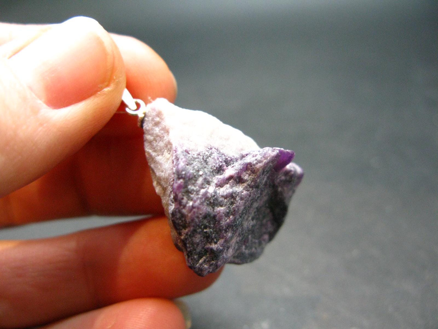 Raw Violet Kämmererite Kammererite Chrome Clinochlore Silver Pendant from Turkey - 1.3"