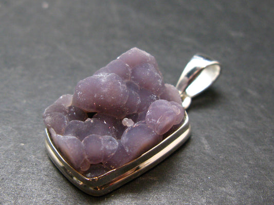 Purple Grape Agate Cluster Silver Pendant From Indonesia - 1.4" - 9.25 Grams