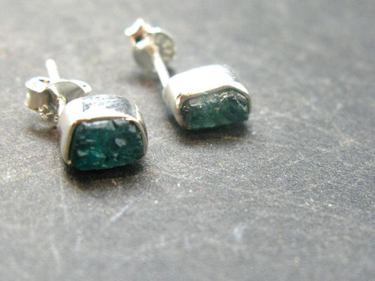 Grandidierite Silver Stud Earrings From Madagascar- 0.6" - 1.37 Grams