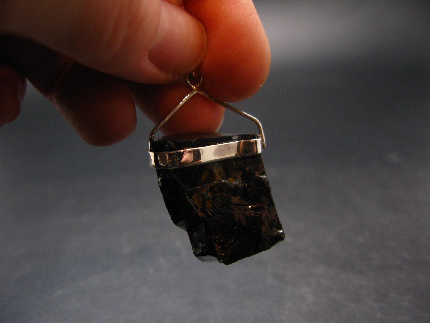 Unpolished Elite Shungite Silver Pendant from Russia - 1.8" - 9.74 Grams