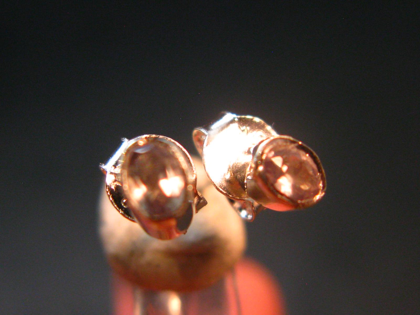 Alexandrite Gem Silver Stud Earrings From Russia - 0.77 Grams