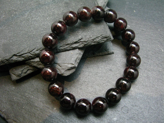 Garnet Almandine Genuine Bracelet ~ 7 Inches ~ 10mm Round Beads