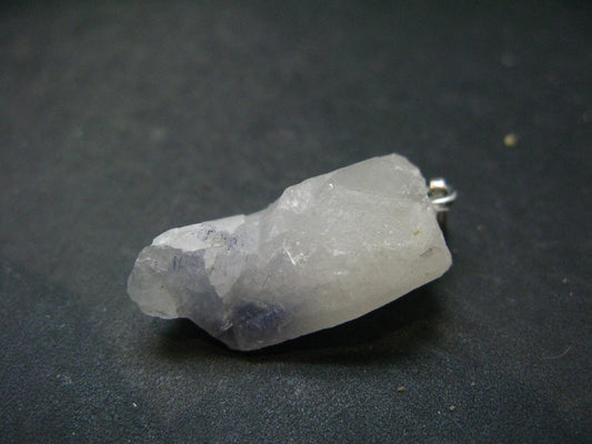 Dumortierite In Terminated Quartz Crystal Silver Pendant From Brazil - 1.4" - 7.06 Grams