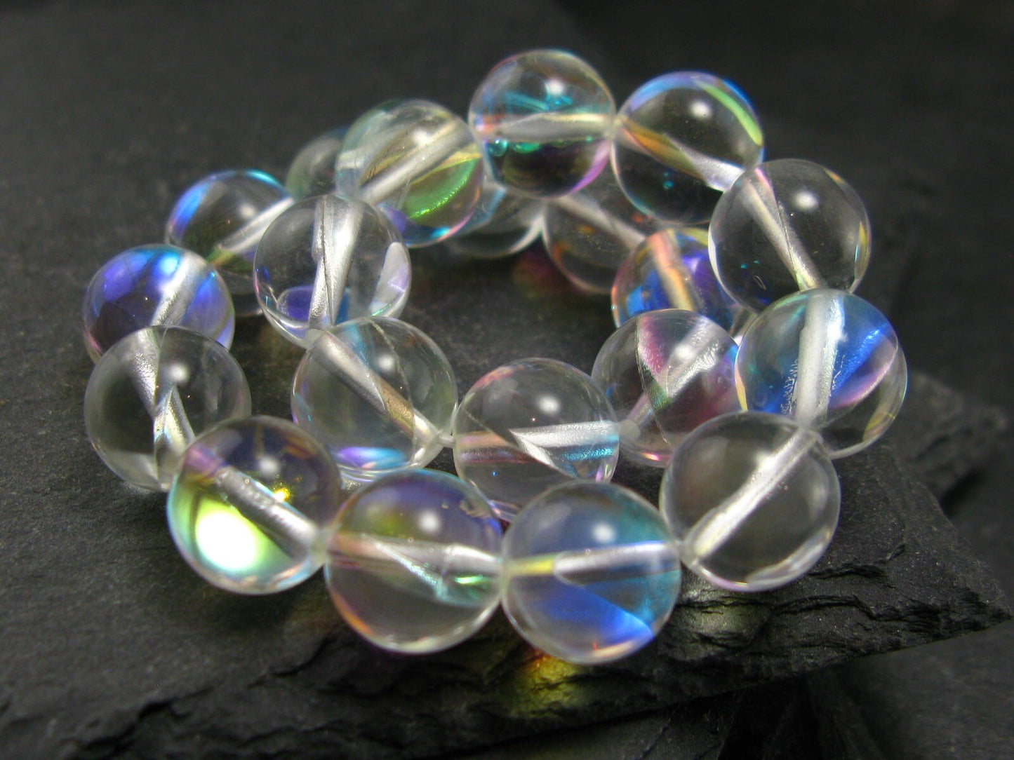 Angel Aura Quartz Genuine Bracelet ~ 7 Inches ~ 10mm Round Beads