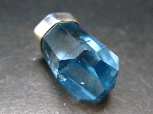 Blue Topaz Sterling Silver Pendant From Brazil - 1.6" - 14.57 Grams
