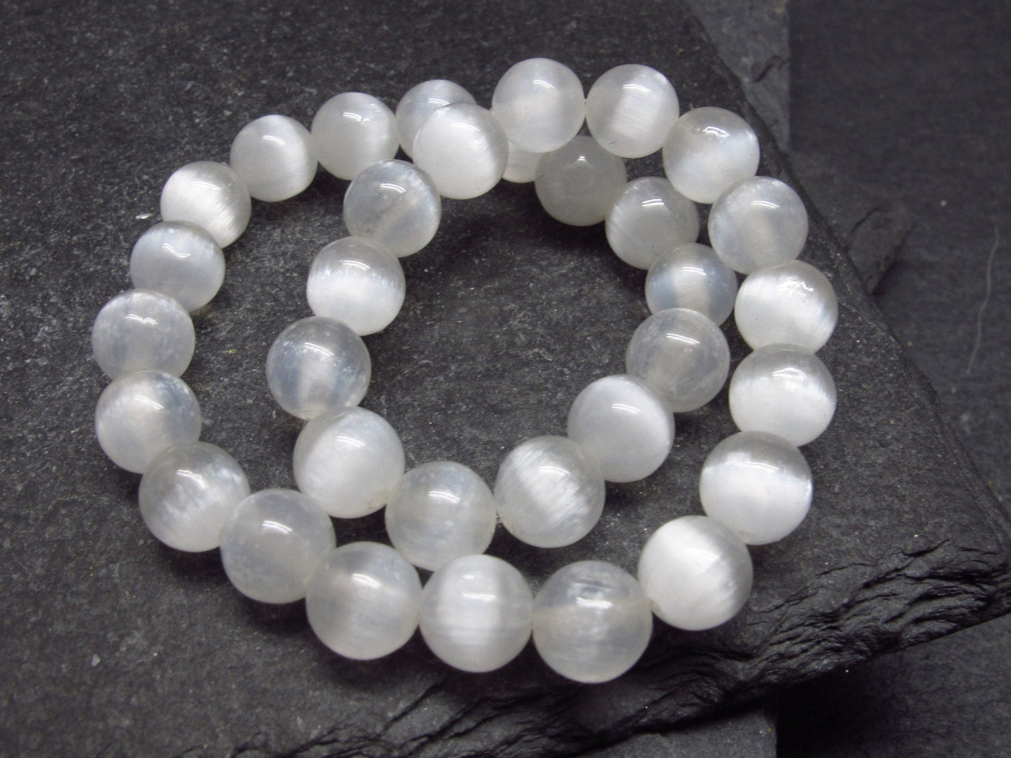 Selenite Genuine Bracelet ~ 7 Inches ~ 6mm Round Beads