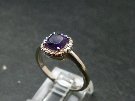 Siberian Amethyst!! Natural Faceted Rich Purple Amethyst 925 Silver Ring with CZ - 2.52 Grams - Size 8
