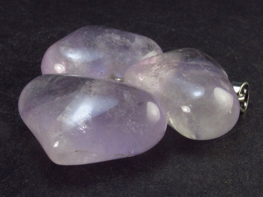 Amazing Lot of 3 Natural Amethyst Puffed Heart Shaped Pendants from Brazil