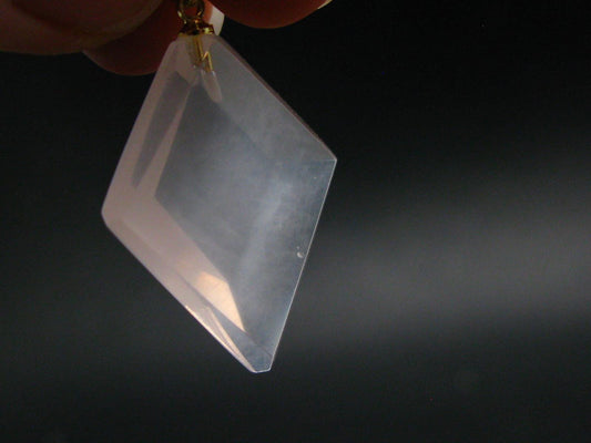Symbol of Love and Beauty!! Natural Rose Quartz Gold Plated Pendant In 925 Silver From Brazil - 1.4" - 5.0 Grams