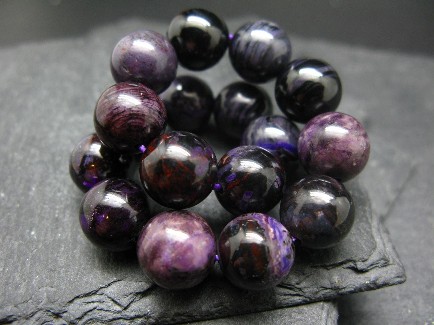 Sugilite Genuine Bracelet ~ 7 Inches ~ 12mm Round Beads