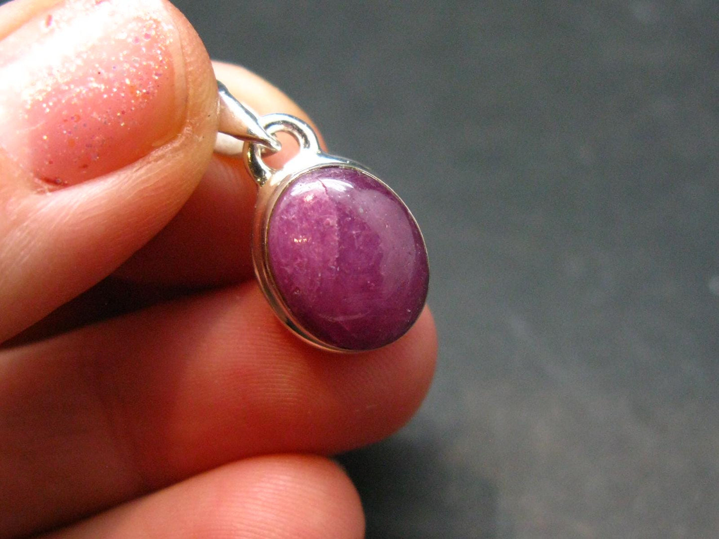 Star Ruby Sterling Silver Pendant - 0.8" - 2.84 Grams