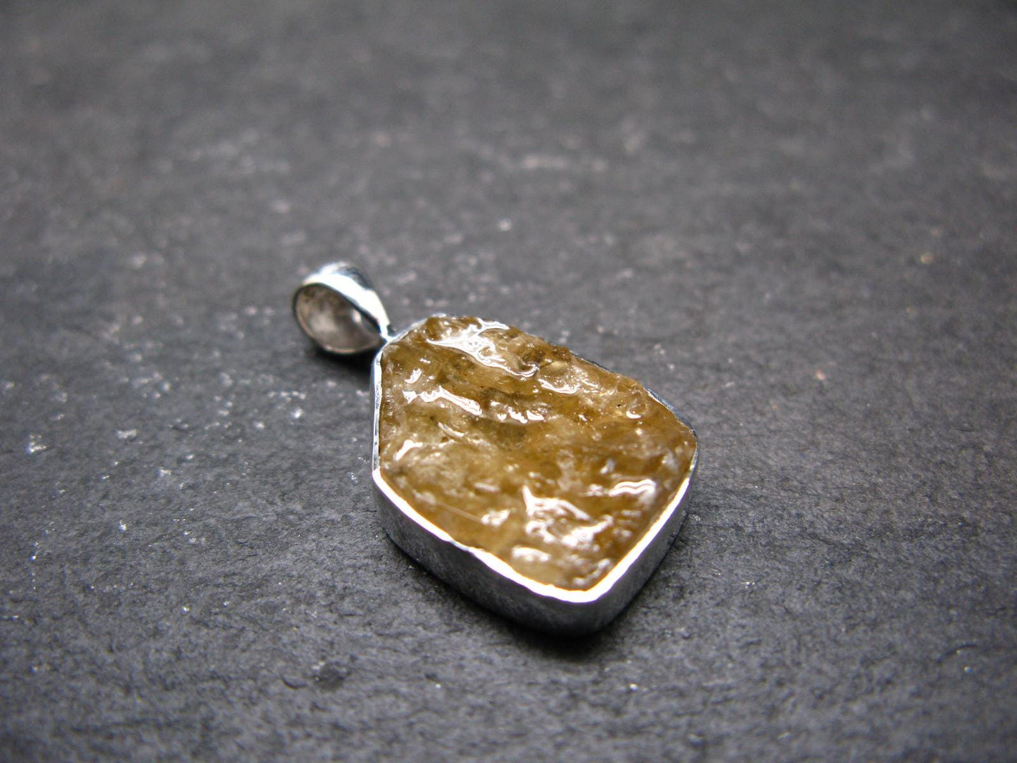 Large Natural Agni Gold Danburite Sterling Silver Pendant from Tanzania - 1.0" - 3.38 Grams