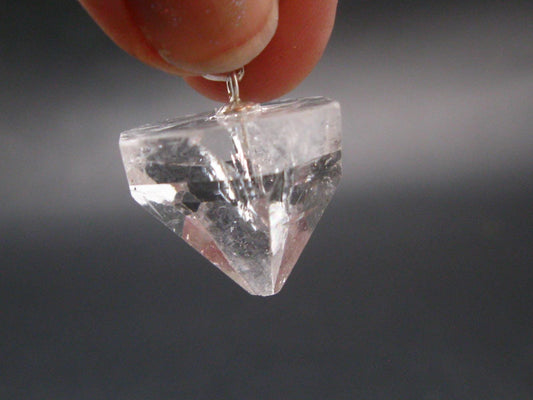 Clear Apophylite Apophyllite Crystal Silver Pendant From India - 0.9" - 5.8 Grams