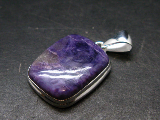 Rare High-Quality Charoite Silver Plated Pendant From Russia - 1.4" - 5.92 Grams