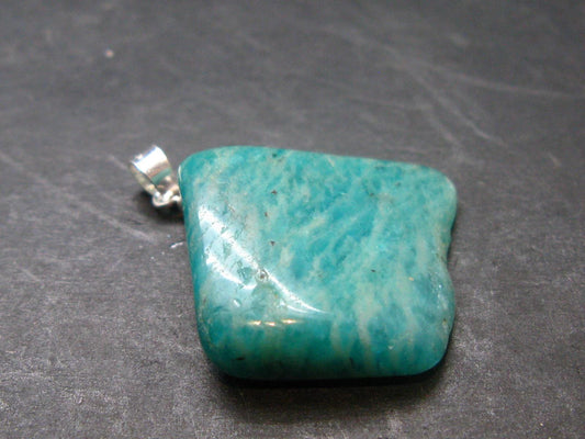 Rare Amazonite Silver Pendant From Russia - 1.1"