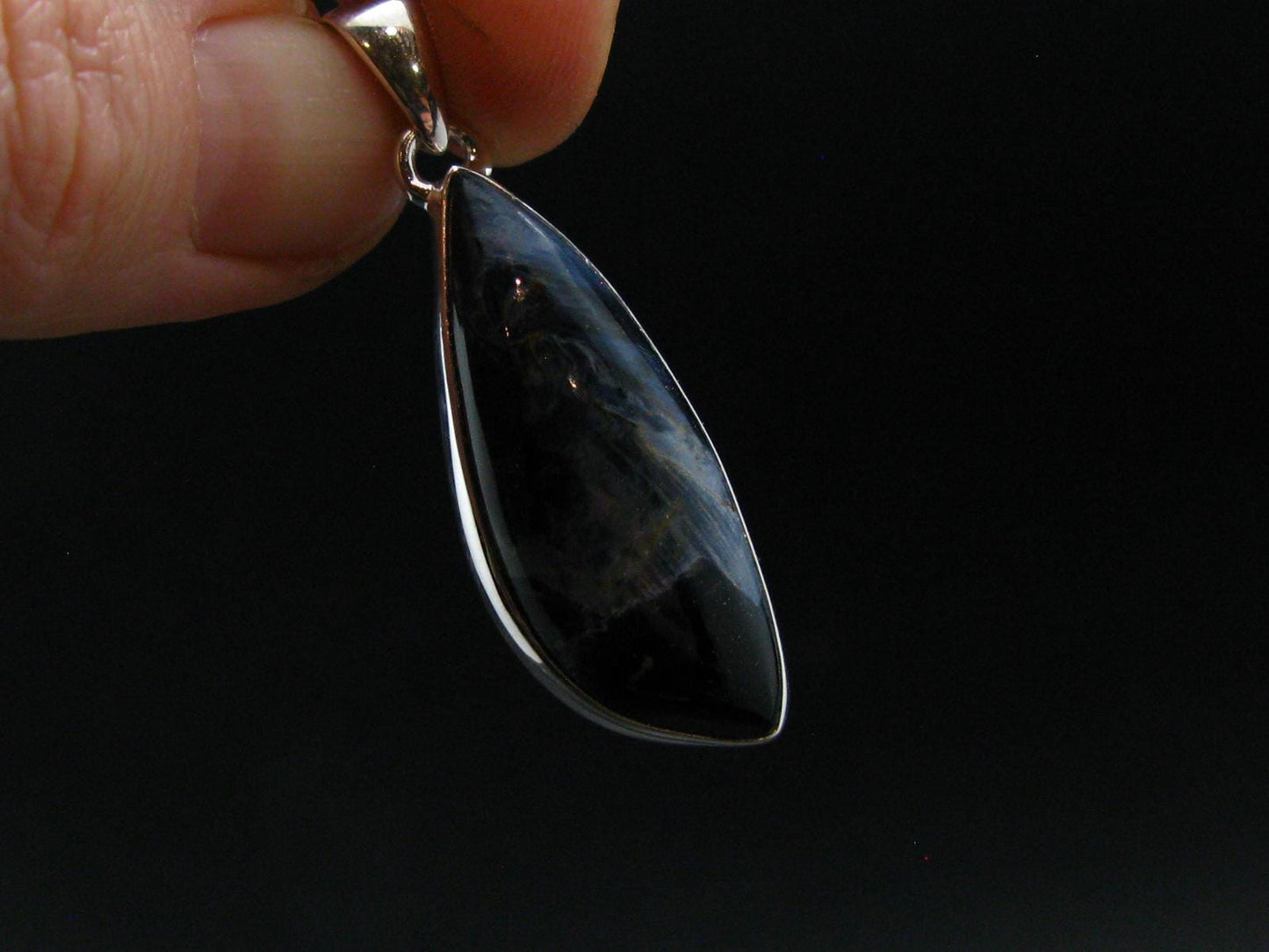 Natural Pietersite Polished Silver Plated Pendant from Namibia - 1.6" - 4.74 Grams