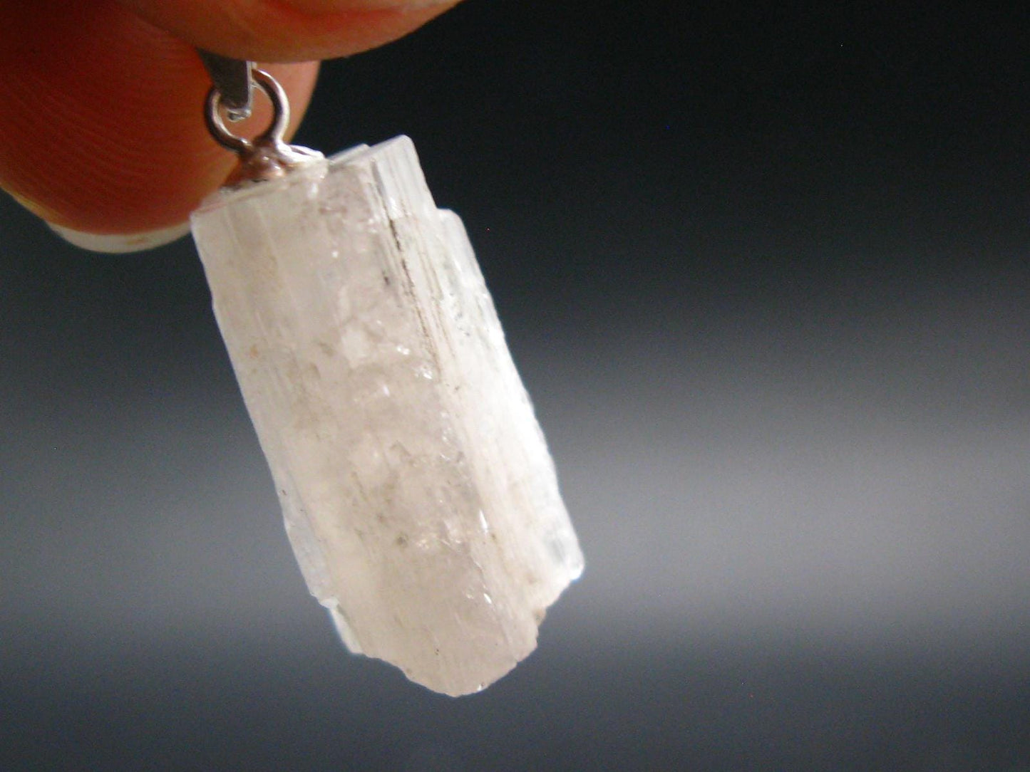 Rare Hambergite Crystal Silver Pendant From Afghanistan - 1.0" - 2.13 Grams