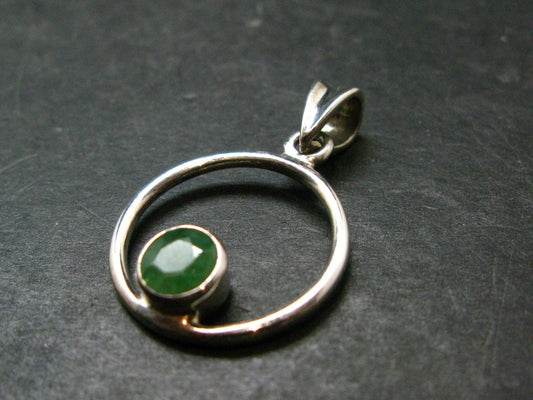 Tsavorite Faceted Green Garnet Sterling Silver Pendant From Tanzania - 2.78 Grams - 1.2"