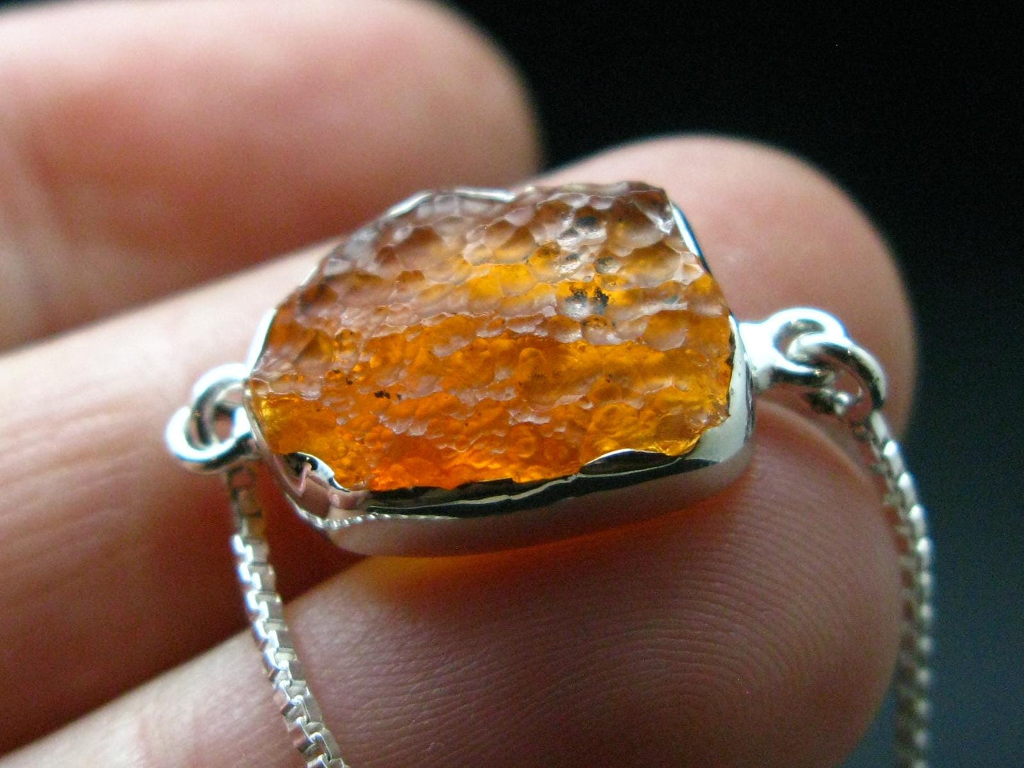 Fire Opal Silver Bracelet From Mexico - 3.40 Grams