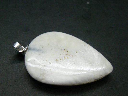 Scolecite Silver Pendant From India - 1.6"