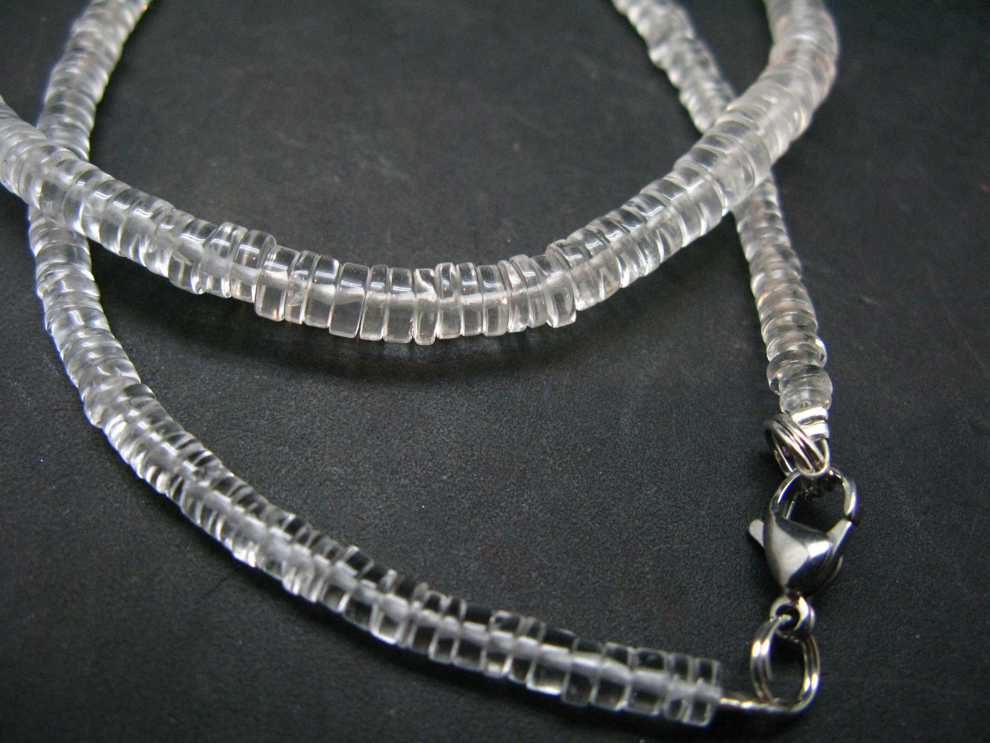 Rare Clear Petalite Necklace Beads From Brazil - 18" - Rondelle beads