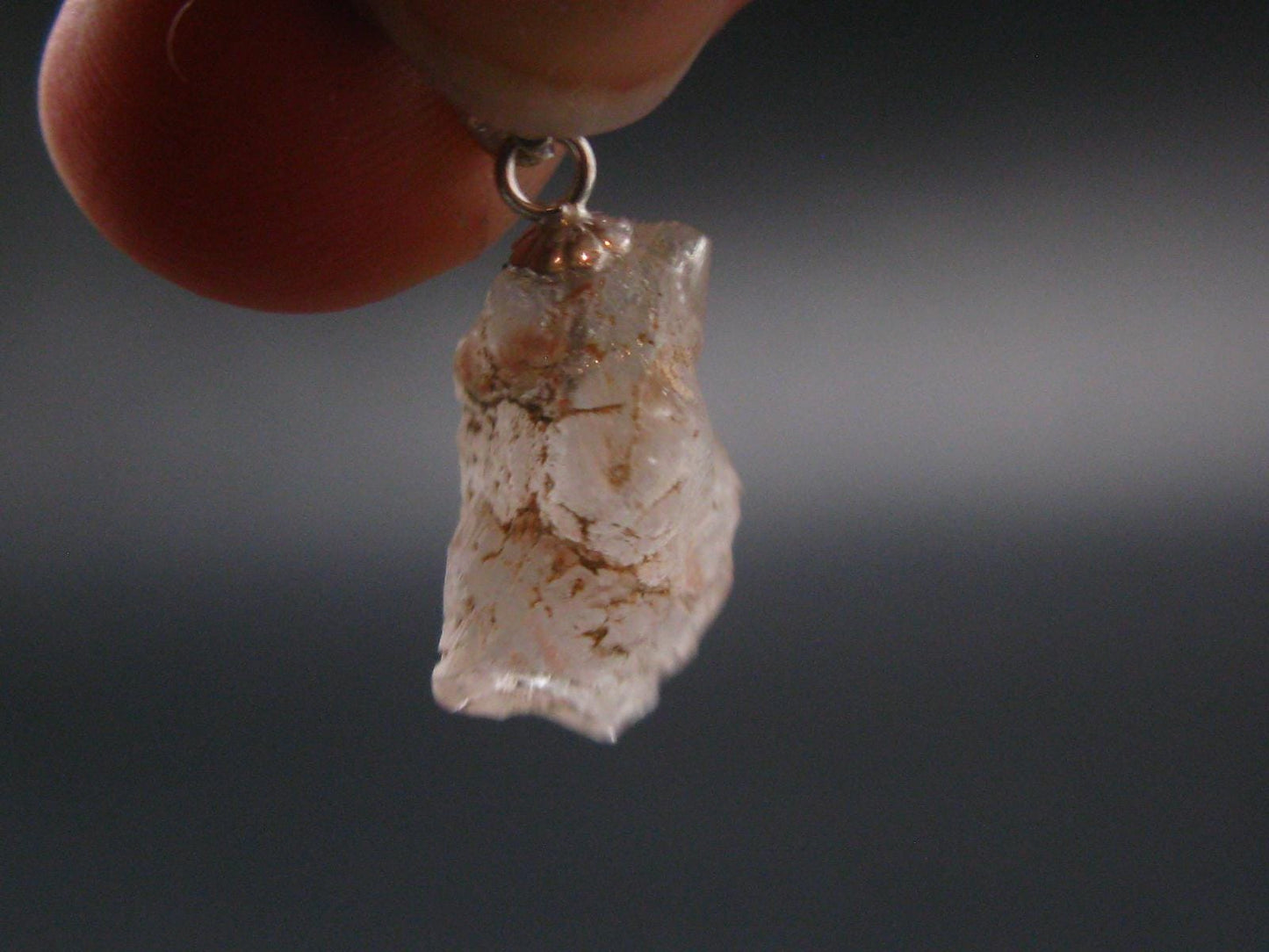 Rare Terminated Gemmy Nirvana (Pink Ice) Quartz Crystal Silver Pendant from the Himalayas - 0.8" - 1.5 Grams