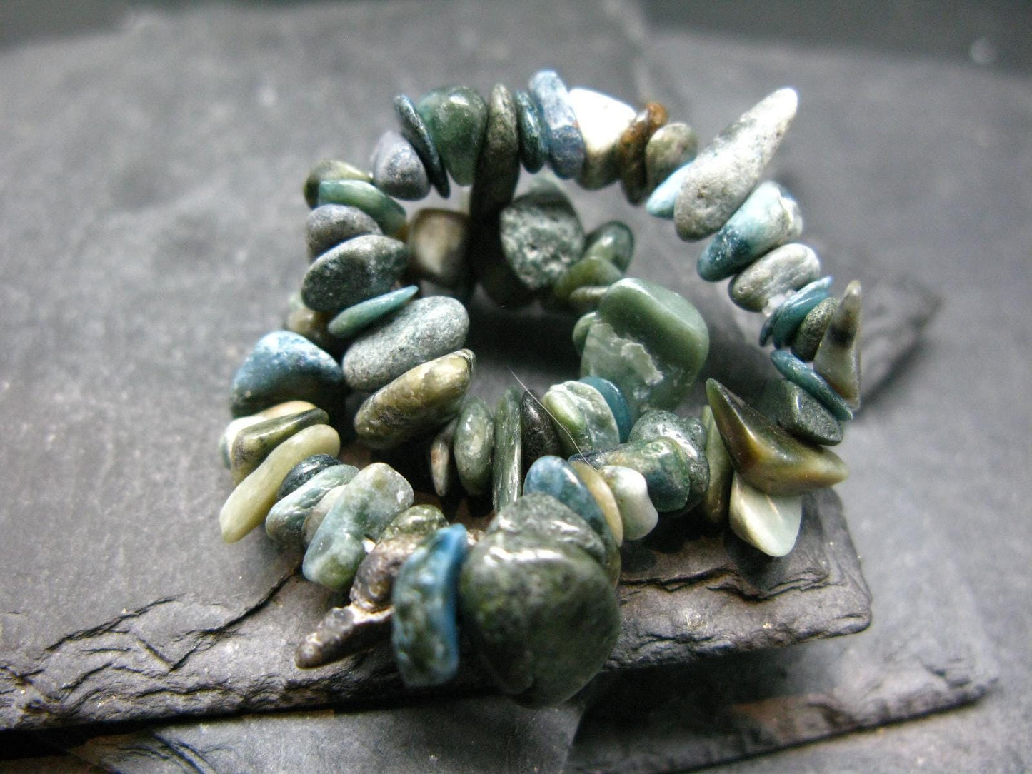 Dianite (Blue Jade) Genuine Bracelet ~ 7 Inches ~ 8mm Tumbled Beads